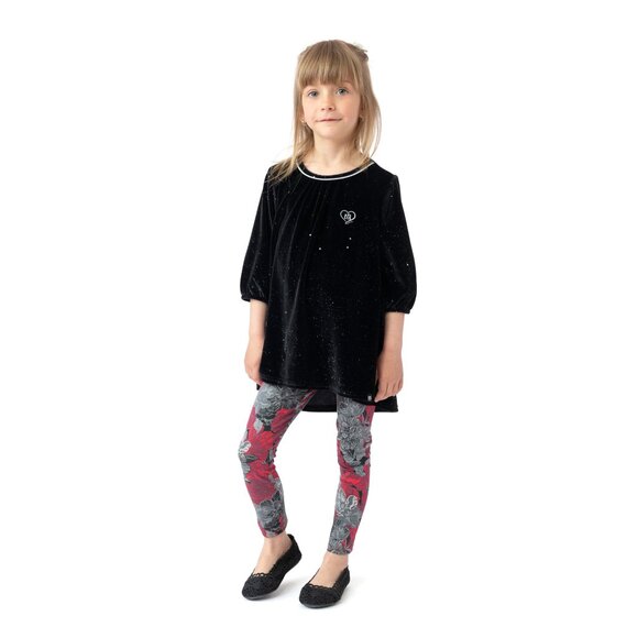Nanö - Black Sparkle Velvet Tunic and Floral Leggings Set, size 12 - Picture 3 of 3